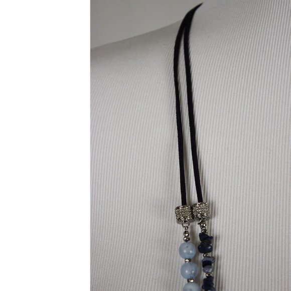 NWT Chico's Multi-Layer Blue & Silver Necklace - Picture 5 of 8